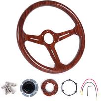 Universal ABS Walnut Texture Steering Wheel 14 Inch Ergonomic Design For Enhancing Driving Control And Interior Styling 1