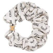 Celine Logotipas Šilkinis Plaukų Ryšiklis Unisex Aksesuarai Baltas 46Y352SIB F,White