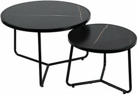 Kavos staliukų komplektas Lars, juoda sp., 50 - 70 cm x 70 cm x 39 - 47 cm, 2 vnt.