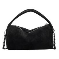 Elegant Suede Top Handle Handbag Fashion Chain Strap Crossbody Bag for Women chaki