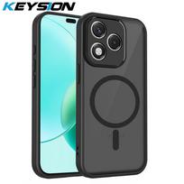 KEYSION magnetinis telefono dėklas for HONOR 600 Lite 5G Silikonas+PC Matinis permatomas juodas smūgiams atsparus dėklas for Honor 500 Smart for Honor 600 Lite juoda