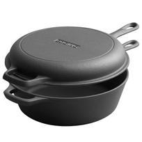 2-in-1 Pre-Seasoned Cast Iron Dutch Oven Pot 10  Deep Pot And Frying Pan For Cooking Baking Bread 3QT Skillet Cookware Set