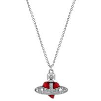 Vivienne Westwood Deimantinis Širdies Saturno Formos Pakabukas Karoliai Unisex karoliai Sidabrinė Raudona 630203BM-02P383-CN Box