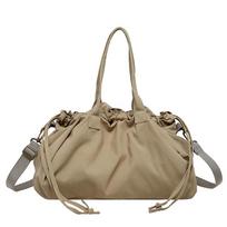 Corded Drawstring Tote Bag for Women Casual Everyday Use Lightweight Fashion Shoulder Bag chaki