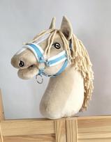 Adjustable horse halter Hobby Horse A3 blue with white fur