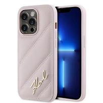 Karl Lagerfeld Diagonal Quilted Script dėklas telefonui iPhone 14 Pro - rožinis