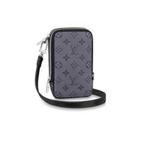Louis Vuitton Dvigubo telefono Classic Monogram spaudinio Madinga universalus nešiojama drobės peties rankinė per kūną Vyriški krepšiai Pilka M69534 Basic Set (Bag+Dust Bag)