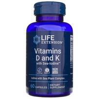Life Extension Vitaminai D ir K su jūros jodu - 60 kapsulių