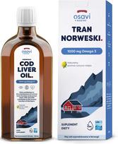 OSAVI Norvegiškų menkių kepenų aliejus 1000 mg Omega 3 - citrinų ir mėtų skonio - 250 ml