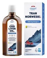 OSAVI norvegiškas menkių kepenų aliejus, 1000 mg Omega 3 (citrinų ir mėtų) - 500 ml
