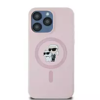 Karl Lagerfeld Liquid Silicone Karl and Choupette MagSafe Case for iPhone 14 Pro Max in Pink