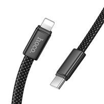 Plokščias kabelis USB C į USB C Hoco 3A 60W 1 m X125 juodas