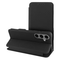 FOLIO šoninis magnetinis knygos tipo dėklas, skirtas SAMSUNG S25 PLUS, juodas