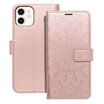 MEZZO knygos tipo dėklas telefonui IPHONE 12 / 12 Pro su mandala, rožinio aukso spalvos