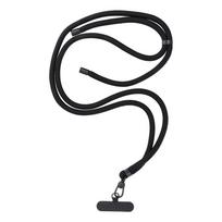 SWING (8mm) Telefono dirželis, Telefono pakabukas su reguliuojamu ilgiu / virvės ilgis 165cm (maks. 82.5cm kilpoje) / ant peties arba kaklo - juodas