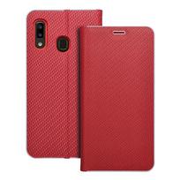 Dėklas telefonui LUNA Book Carbon skirtas SAMSUNG A20e raudonas
