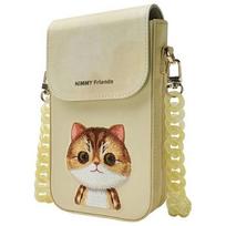 Nimmy Big Eyed Pet 2.0 Katė 3-in-1 Rinkinys: Dėklas telefonui + Piniginė + Sekimo įrenginio dėklas - smėlinas (m)