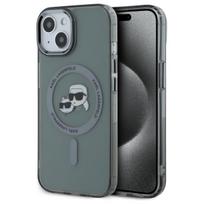 Karl Lagerfeld KLHMP15SHLSKCK iPhone 15 6.1" juodas kietasis dėklas IML Metal Karl & Choupette Head Magnetinis (MagSafe)