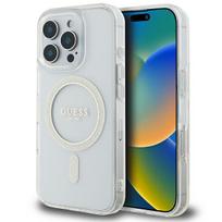 Guess IML Glitter Circle Magnetinis dėklas iPhone 16 Pro Max - skaidrus