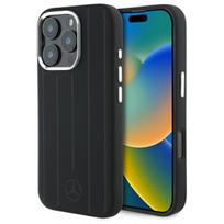 Mercedes silikoninis vertikalios toninės juostos Magnetinis dėklas telefonui iPhone 16 Pro Max - juodas
