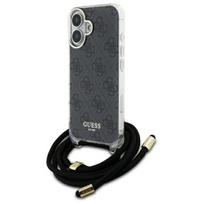 Guess Kryžminis Laidas 4G Spausdintas dėklas iPhone 16 - juodas