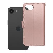 MEZZO Book dėklas telefonui IPHONE 16e (SE 4 2025) - meškiukas rožinė auksinė