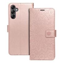 MEZZO knygos tipo dėklas telefonui SAMSUNG A14 4G / A14 5G su mandalos raštu, rausvo aukso spalvos
