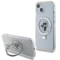 Karl Lagerfeld KLHMP15SHMRSKCH iPhone 15 / 14 / 13 6.1" baltas/baltas kietas dėklas Žiedas stovas Karl&Choupette MagSafe