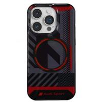 Audi IML Sportinis Magnetinis dėklas telefonui iPhone 14 Pro 6.1" juodas/juodas kietas dėklas AU-IMLMIP14P-RSQ/D2-BK