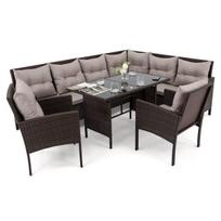 Lauko baldų komplektas PALMERA BIG|Technoratanas|Rudas|Pagalvės pilkos 03