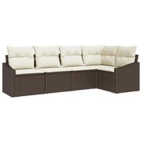 vidaXL Sofos komplektas su pagalve 5 pcs Ruda poliratanas
