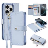 Dux Ducis Lawa odinis dėklas iPhone 16 Pro Max su nuimama magnetine pinigine - mėlynas