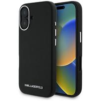 Karl Lagerfeld Saffiano pilnai aptrauktas pailgo metalinio logotipo magnetinis dėklas telefonui iPhone 16 - juodas