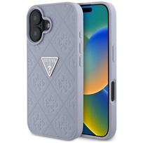 Guess karšto spaudimo 4G rašto trikampio metalo logotipo dėklas telefonui iPhone 16 - violetinė