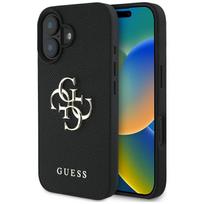 Guess grūdėtas didelis 4G logotipas mažas klasikinis logotipas dėklas iPhone 16 - juodas