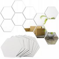 LUSTRA HEXAGON komplektas 12 vnt. DEKORATYVINIAI veidrodžiai sieniniai į kambarį 9cm madingi
