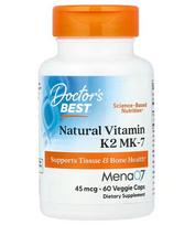 Natūralus vitaminas K2 MK7 su MenaQ7, 45 mcg - 60 v kapsulių