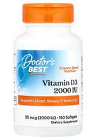 Vitaminas D3, 2000 TV – 180 minkštųjų gelių