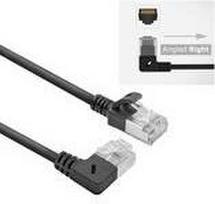 ACT Black 5 meters U/FTP CAT6A LSZH Slimline patch cable with RJ45 connectors 90? angled right to straight (DA2905)