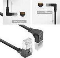ACT Black 5 meters U/FTP CAT6A LSZH Slimline patch cable with RJ45 connectors 90? angled down to 90? angled up (DA7905)