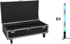 EUROLITE Set 8x AKKU IP Pixel Tube 360° PRO CRMX + Flightcase Rollen Lade