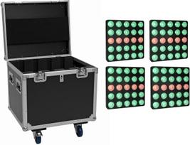 EUROLITE Set 4x LED Pixel Matrix Panel 5x5 RGB/WW + Flightcase mit Rollen