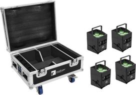 EUROLITE Set 4x AKKU IP UP-4 QCL Spot QuickDMX MK2 IP65 + Flightcase Rollen Ladefunktion
