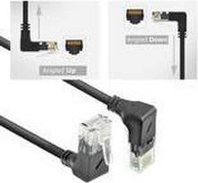 ACT Black 1 meter U/UTP CAT6A LSZH Slimline patch cable with RJ45 connectors 90? angled down to 90? angled up (DD7901)