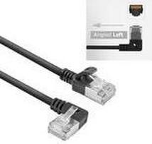 ACT Black 0.5 meters U/FTP CAT6A LSZH Slimline patch cable with RJ45 connectors 90? angled left to straight (DA1900)