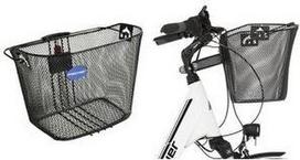 FISCHER Fahrrad-Lenkerkorb mit Schnellbefestigung, schwarz engmaschiger Draht, E-Bike kompatibel, per Klicksystem - 1 Stück (61076)