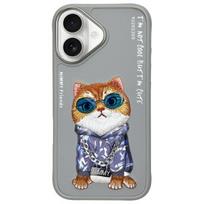 Nimmy Akiniai Kietas katinas dėklas telefonui iPhone 16 - pilkas