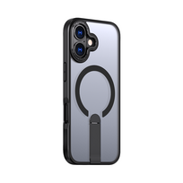 Hibridinis šarvuotas X dėklas iPhone 17 su MagSafe suderinamu stovu - juodas