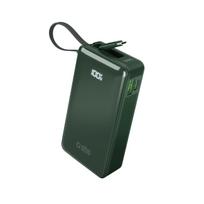 Išorinė baterija SBS 10000 mAh 20W su įmontuotu USB-C kabeliu ir skaitmenine indikacija - žalia