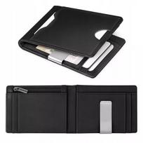 Vyriška odinė piniginė Plona 1,5cm natūrali oda Smart Wallet Juoda